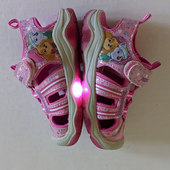 Nickelodeon Paw Patrol Sandals Sz 6 Pink Sparkly Light Up Soles Skye Everest - Picture 5 of 9